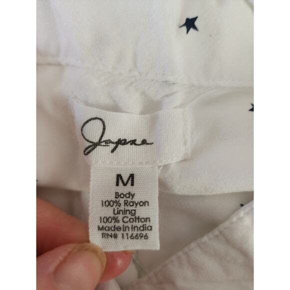 Japna White Blue Stars lined Sleeveless Button Down Shirt Dress Size Medium - Picture 6 of 7